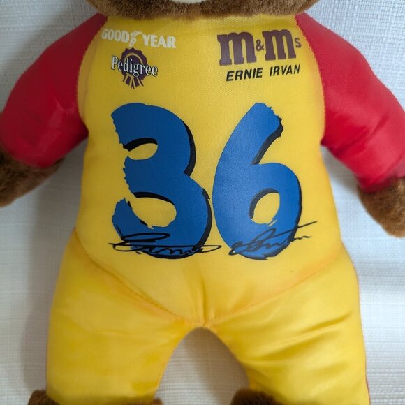 Vintage Nascar Plush Ernie Irvan Teddy Bear 36 m&ms Goodyear Pedigree - Picture 3 of 7